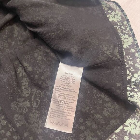 Madewell Georgette Green Floral Faux Wrap Short Sleeve Peplum Top Small Womens - Picture 5 of 7